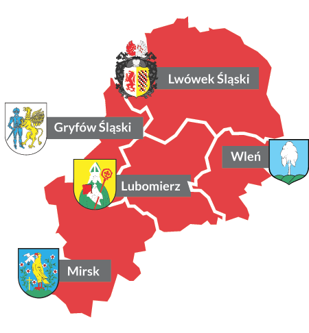 Mapa gmin powiatu lwóweckiego
